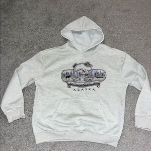 New Alaska Thick Hooded Hoodie Gray fleece sweatshirt without tag NWOT L Men’s